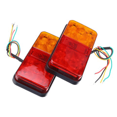2Pcs 10 LED Rear Stop Indicator Tail Lights Red/Amber for Trailer, Truck, Lorry, Caravan, Van 12-80V