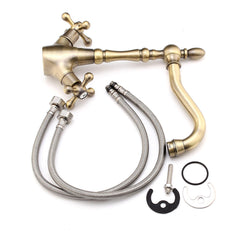 Klassischer antiker Kupfer-Waschtischhahn für Küche und Bad – Mischbatterie für heißes und kaltes Wasser