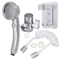 New High Pressure Handheld Shower Head with Third Gear Upgrade and Water-Saving Faucet Extension Set