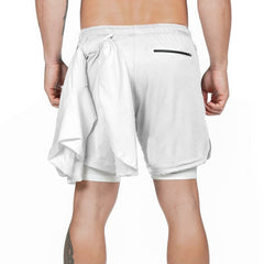 Schnelltrocknende 2-in-1-Shorts für Herren zum Campen, Wandern, Fitnessstudio, Sport – doppelstöckige Fitness-Jogging-Trainingshose