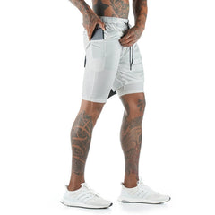 Schnelltrocknende 2-in-1-Shorts für Herren zum Campen, Wandern, Fitnessstudio, Sport – doppelstöckige Fitness-Jogging-Trainingshose