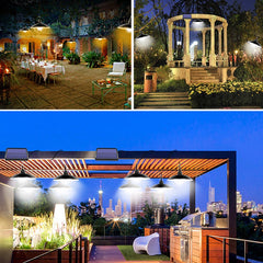 LED Solar Light Outdoor/Indoor, Solar Powered Pendant Lamps with Remote Control, IP65 Waterproof Dual Head for Garden