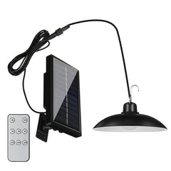 LED Solar Light Outdoor/Indoor, Solar Powered Pendant Lamps with Remote Control, IP65 Waterproof Dual Head for Garden