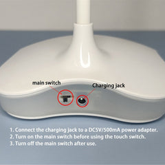 Dimmbare Schreibtischlampe mit Nachtlicht, 360 Grad schwenkbarer Kopf, wiederaufladbar, für Studium, Lesen, Arbeiten, Camping