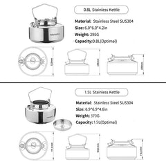 High Quality S304 Stainless Steel Camping Kettle - Durable Bushcraft Gear Teapot for Backpacking & Outdoor Use