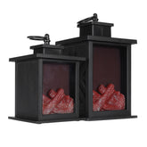 Vintage LED-Kaminlaterne mit flammenlosem Feuereffekt – batteriebetriebene Lampe