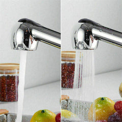 Chrome Kitchen Sink Faucet with Pull-Out Spray Head and Single Lever - Mono Brass Tap