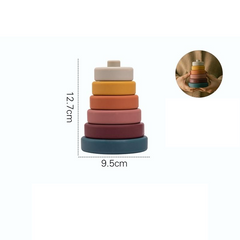 Weiche Bausteine aus Silikon für Babys – 6-teiliges Montessori-Stapelset aus Gummi in runder Form