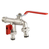 1/2 Zoll Messing-Doppelkopf-Gartenhahn – Wasserhahnventil für den Außenbereich für Wasseranschlüsse im Haus, Tankadapter