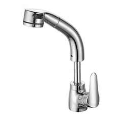 Zinc Alloy Pull Out Faucet Mixer Tap with 360 Degree Swivel Spout for Kitchen & Bathroom Sink Basin - Brass