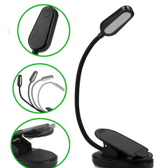 4 LEDs, wiederaufladbare Augenpflege-Buchleuchte, Klemmlampe zum Lesen, Notenständer, Klavier – weißes und warmes Licht