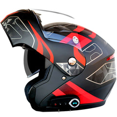 Waterproof Full Face Motorcycle Helmet with Bluetooth, FM Radio, Double Visors, and Removable Liner