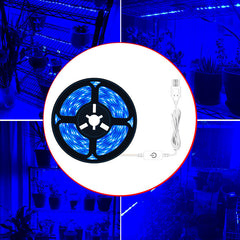 IP65 Waterproof LED Grow Light Strip, 3M, Touch Control, Ice Blue Light for Plant Growth