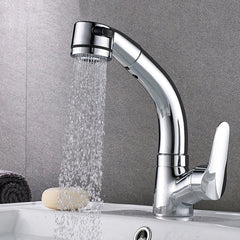 Zinc Alloy Pull Out Faucet Mixer Tap with 360 Degree Swivel Spout for Kitchen & Bathroom Sink Basin - Brass