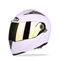 Flip-Up Motorcycle Helmet with Double Plating Lens, Anti-Fog, All-Season for Men, Electric Bike Compatible