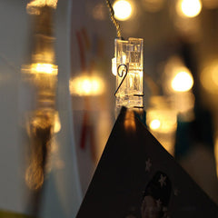 1,5 m lange Lichterkette mit 10 LED-Fotoclips – Warmweiß, batteriebetrieben, für Weihnachts-, Party- und Hochzeitsdekoration