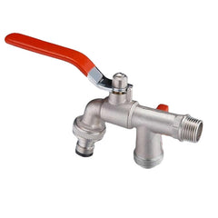 1/2 Zoll Messing-Doppelkopf-Gartenhahn – Wasserhahnventil für den Außenbereich für Wasseranschlüsse im Haus, Tankadapter