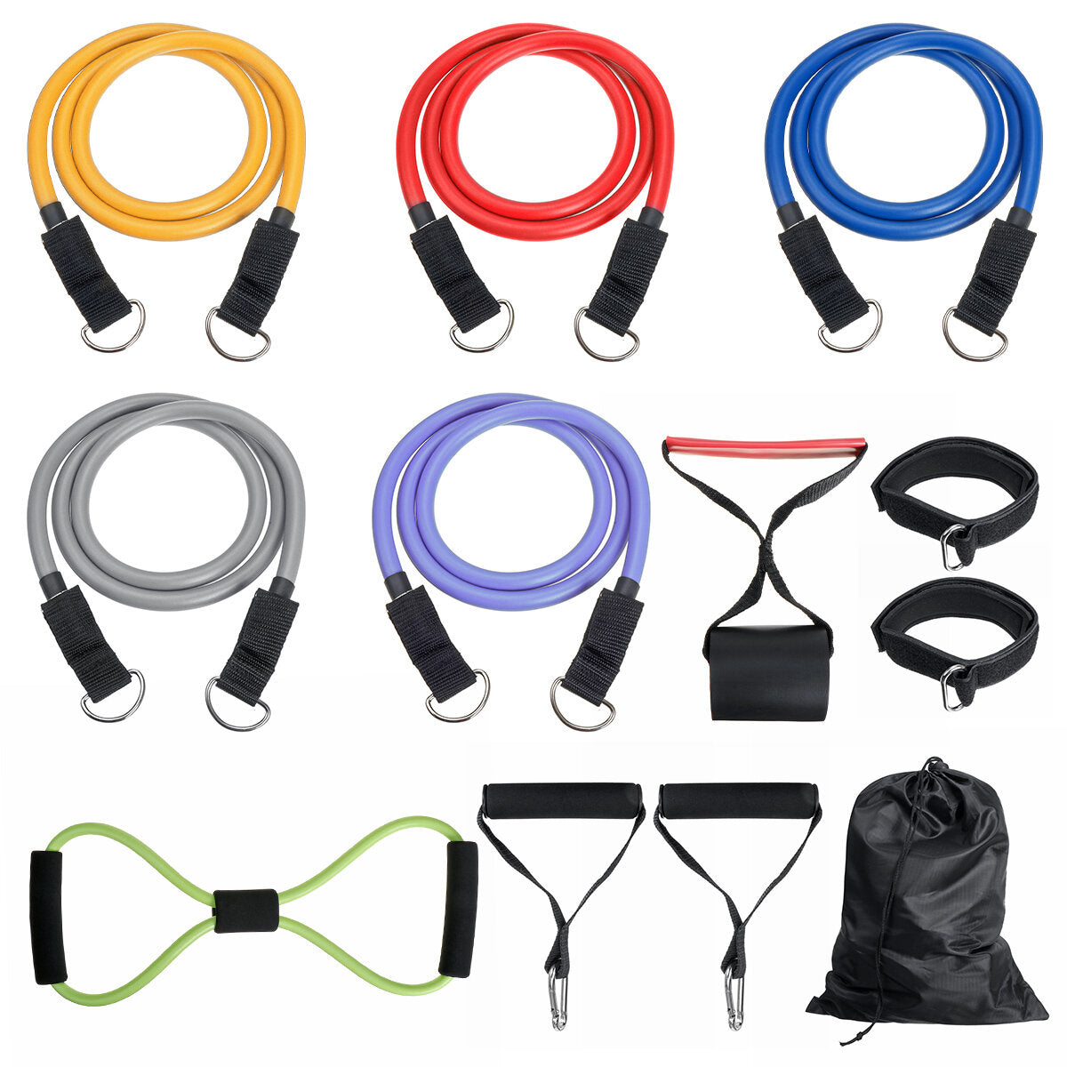 Fitness Resistance Bands Kit for Men & Women - Home Yoga, Pilates, Abs, Tube Belt Workout