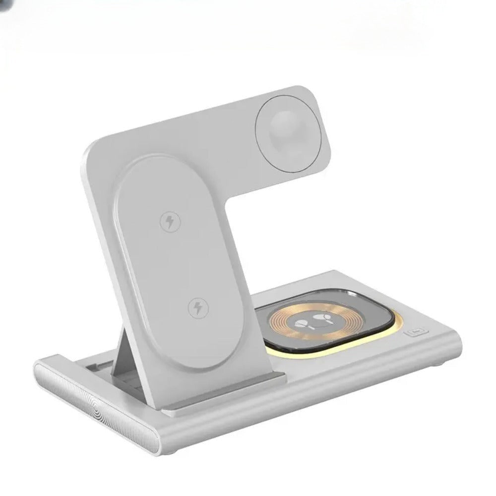 3-in-1 Wireless Charger Stand for iPhone 15/14/13/12, Samsung S23/S22, Galaxy Watch, and Buds