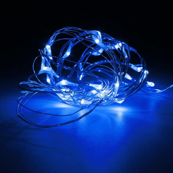 10M 100 LED Battery-Powered Waterproof Silver Wire Fairy String Lights for Christmas Party Decor