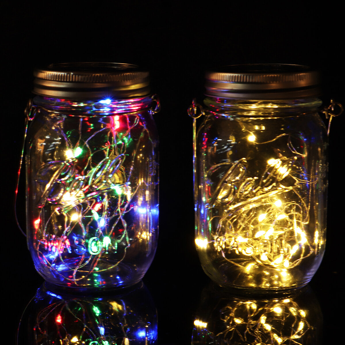 20 LED Solar String Lights - Mason Jar Lamps for Outdoor Garden Decor, Waterproof