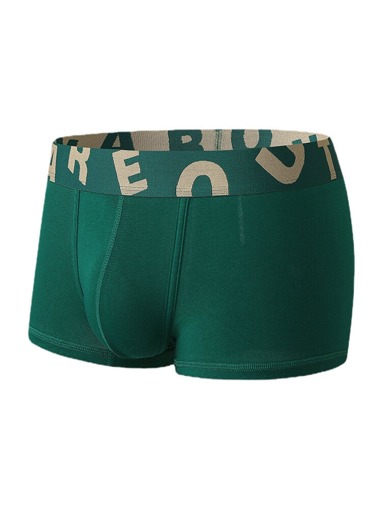 Atmungsaktive Baumwoll-Boxershorts für Herren mit Buchstabenbund und Beutel