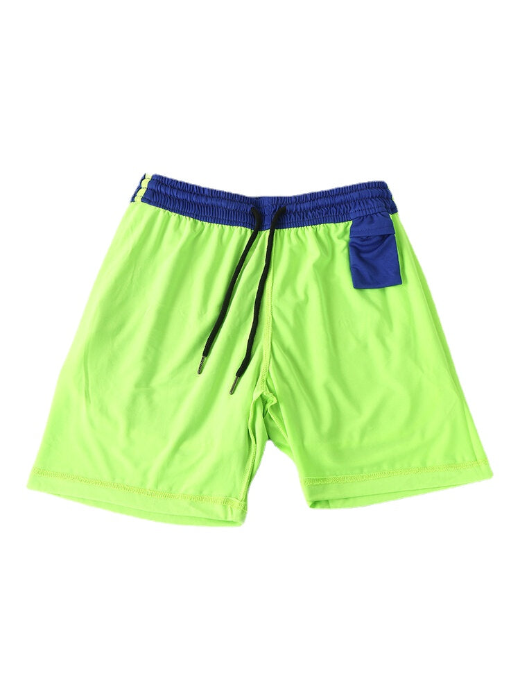 Men's Two-Tone Patchwork Sports Training Slim Fit Double Layer Beach Shorts