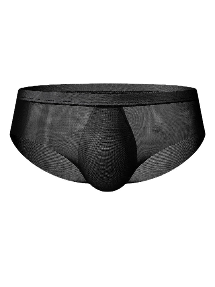 Durchsichtige, atmungsaktive Herren-Home-Slips in Volltonfarbe mit mittlerer Taille und voller Hüfte