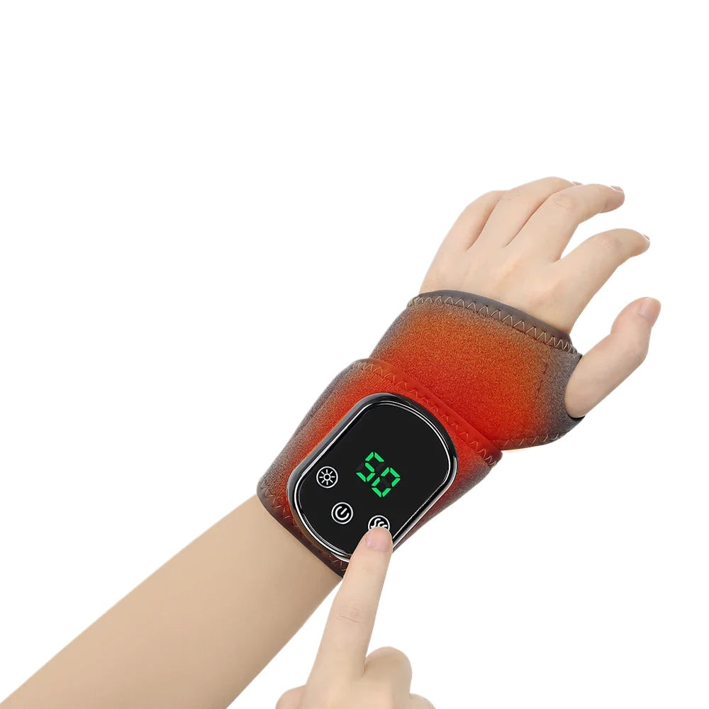 Rechargeable Electric Heating Wrist Guard with 5-Level Hot Compress, Massage Brace for Ankle, Hand, and Foot