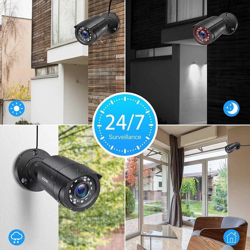 2MP 1080P HD 4-in-1 CCTV Security Camera with 24 IR LEDs, Full-Color Night Vision, Indoor Remote Surveillance