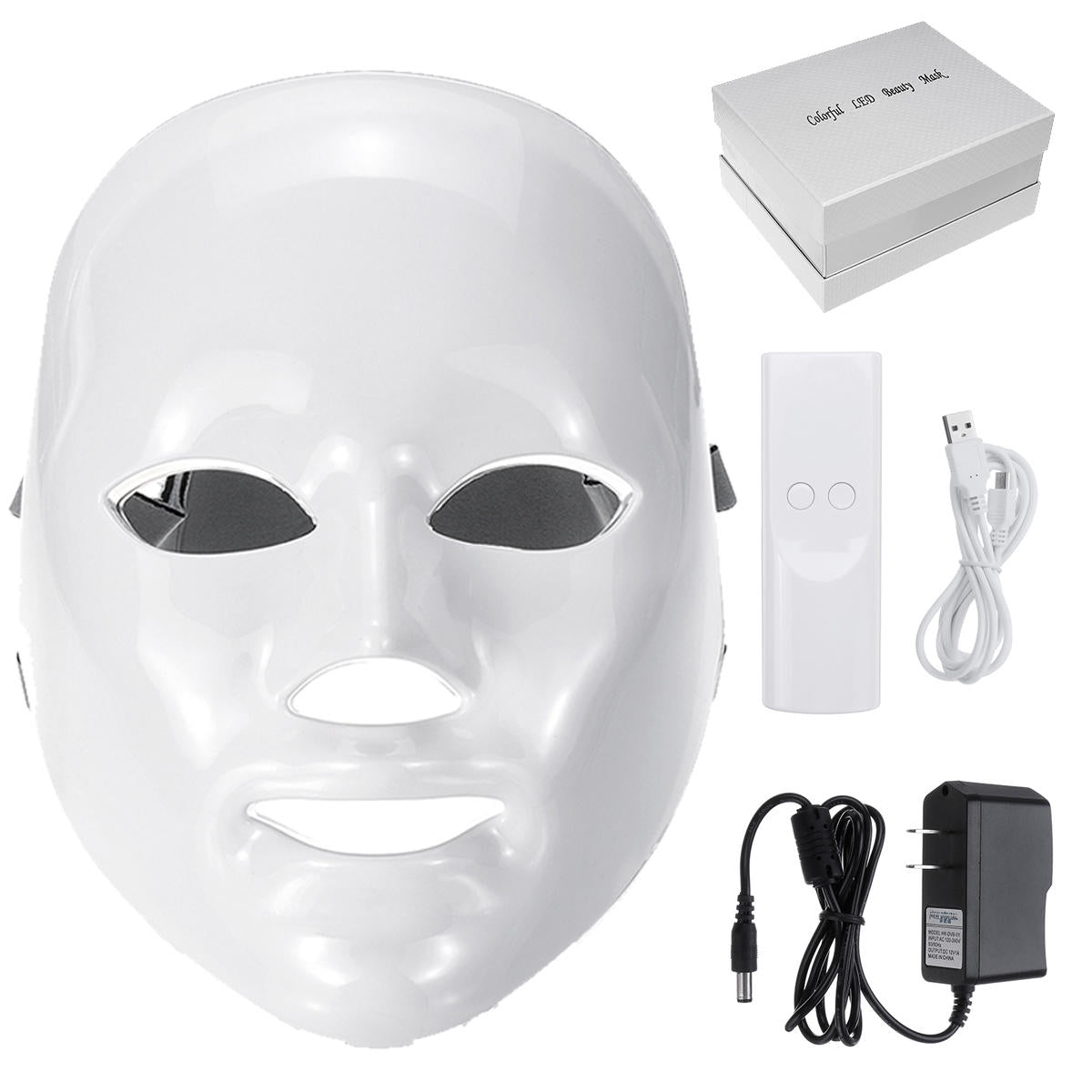 110-220V 7 Color LED Light Photon Face Mask for Skin Rejuvenation, Facial Therapy, Wrinkle Reduction + Remote Control