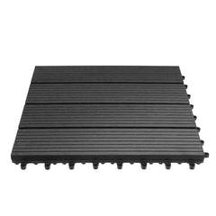 6 Pack 12x12 Inch Outdoor Wood-Plastic Composite Interlocking Deck Tiles, Anti-Skid, Ideal for Swimming Pool Floors