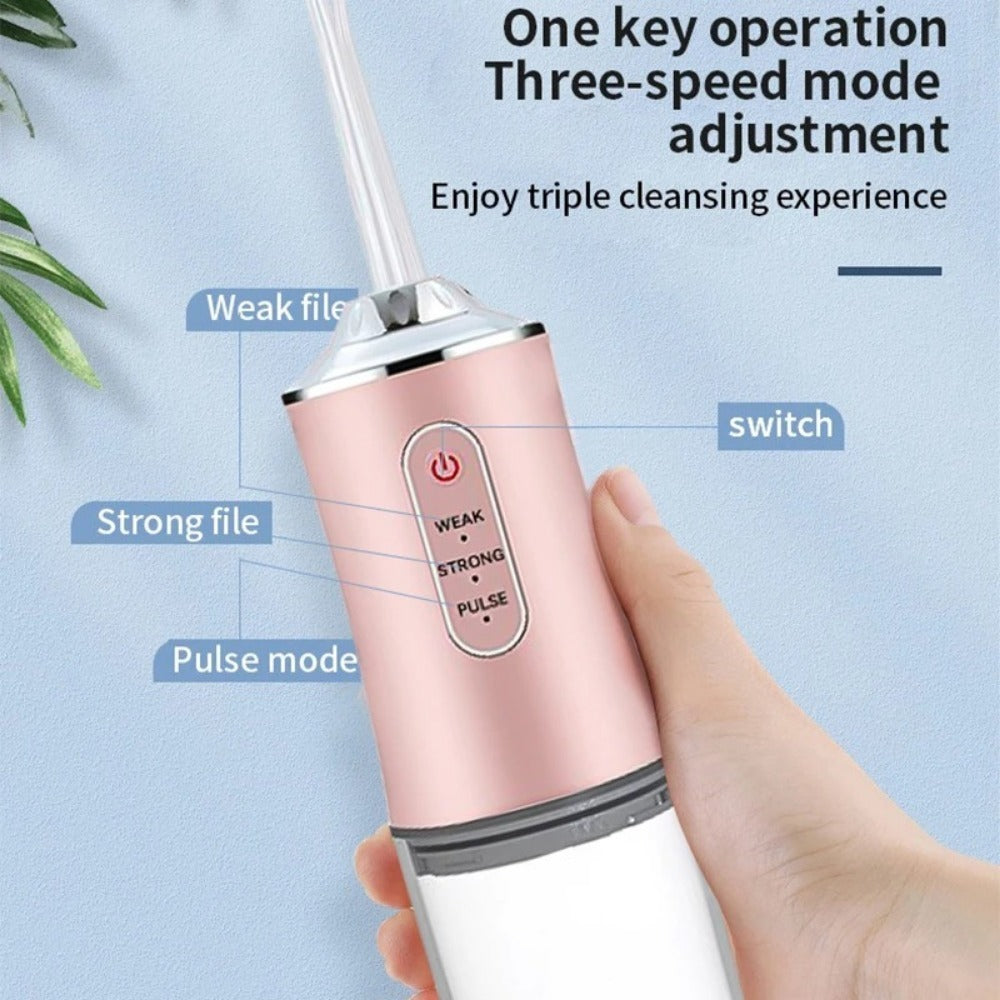 Cordless Water Flosser 220ml Oral Irrigator with 3 Modes, 4 Tips - IPX6 Waterproof USB Dental Cleaner for Home & Travel