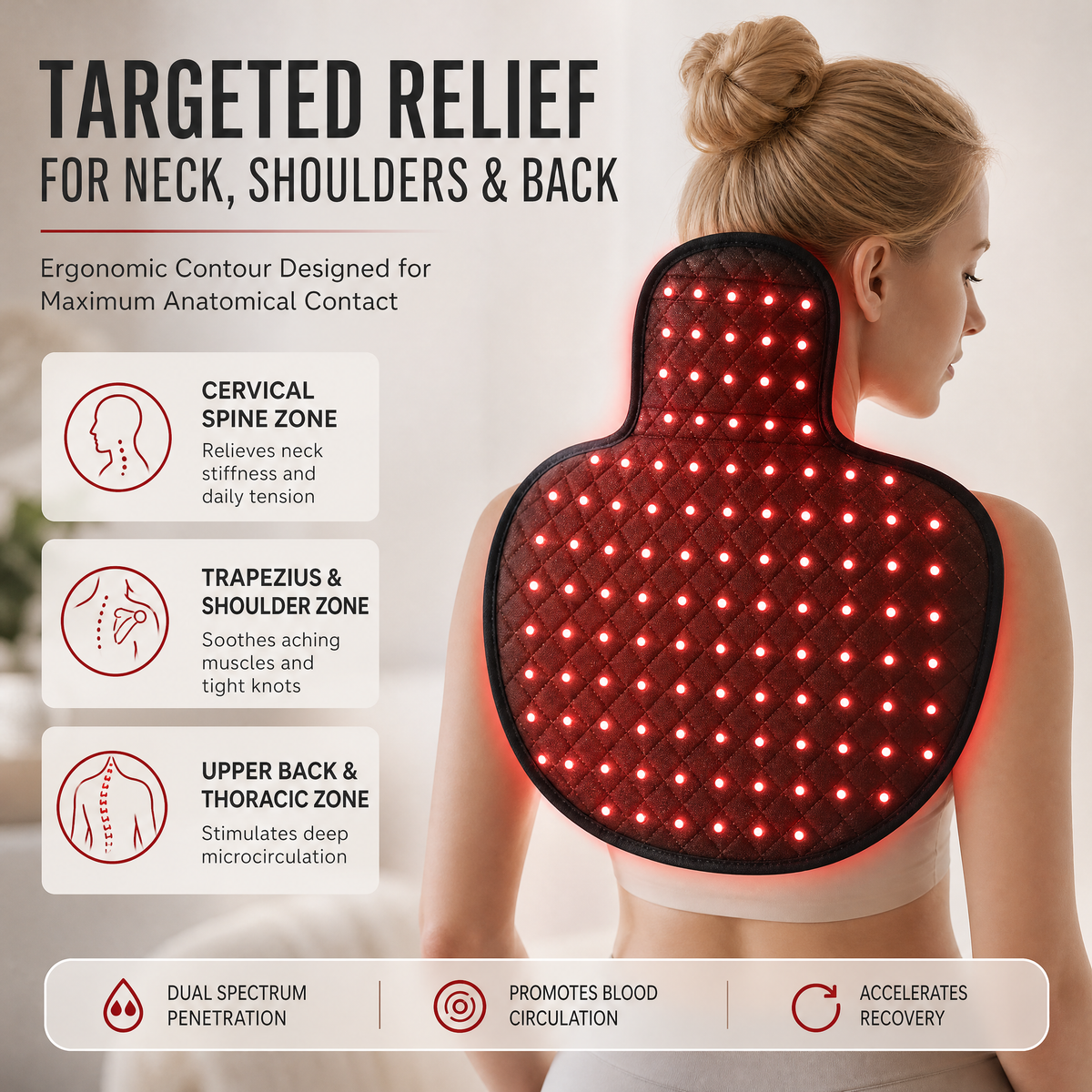 7HW MantleFlex Red Light Wrap for Stiff Neck, Shoulders & Back