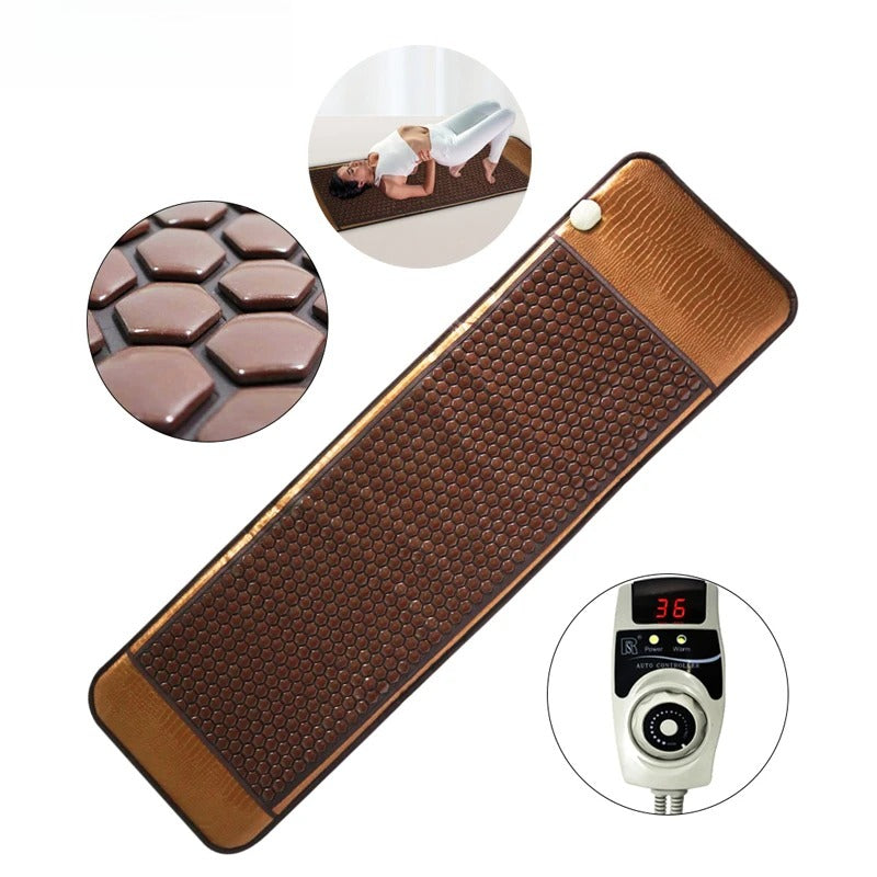 Natural Tourmaline Jade Germanium Stone Far Infrared Heating Massage Cushion for Back Pain Relief (60x190cm)