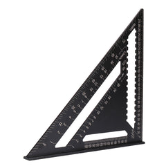 12" Aluminum Alloy Triangle Ruler with Protractor, Scriber, and Sawtooth Guide - Multifunctional Tool