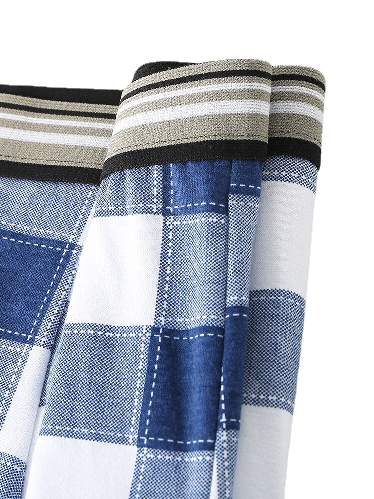 Atmungsaktive Boxershorts für Herren aus Baumwolle mit mittelhohem Bund und Karomuster