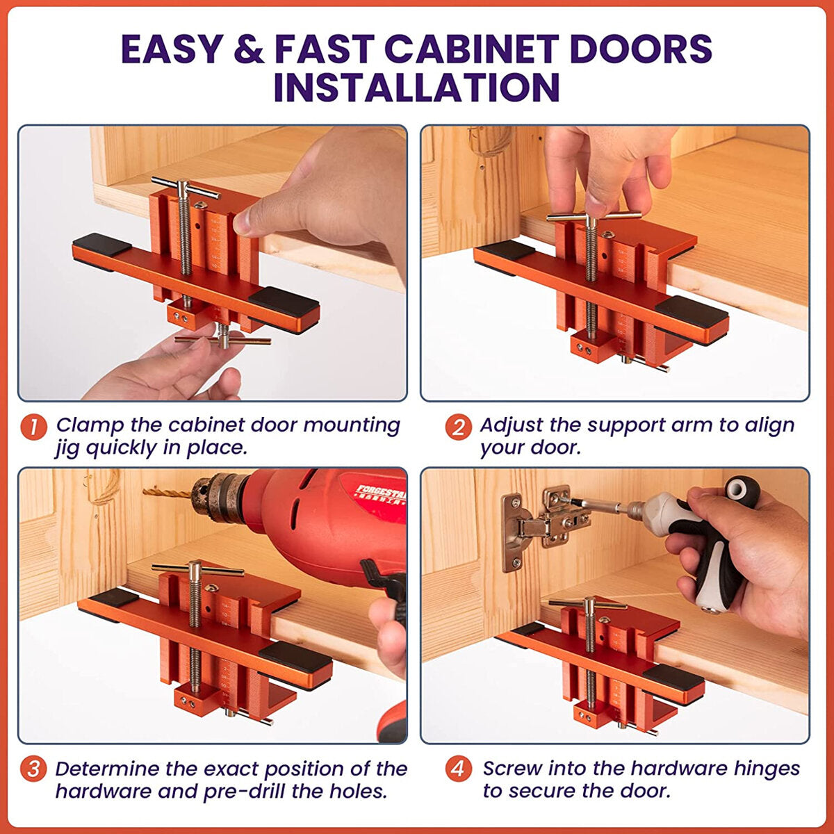 Heavy Duty Aluminum Cabinet Door Mounting Jig with Support Arm & Clamp for Precision