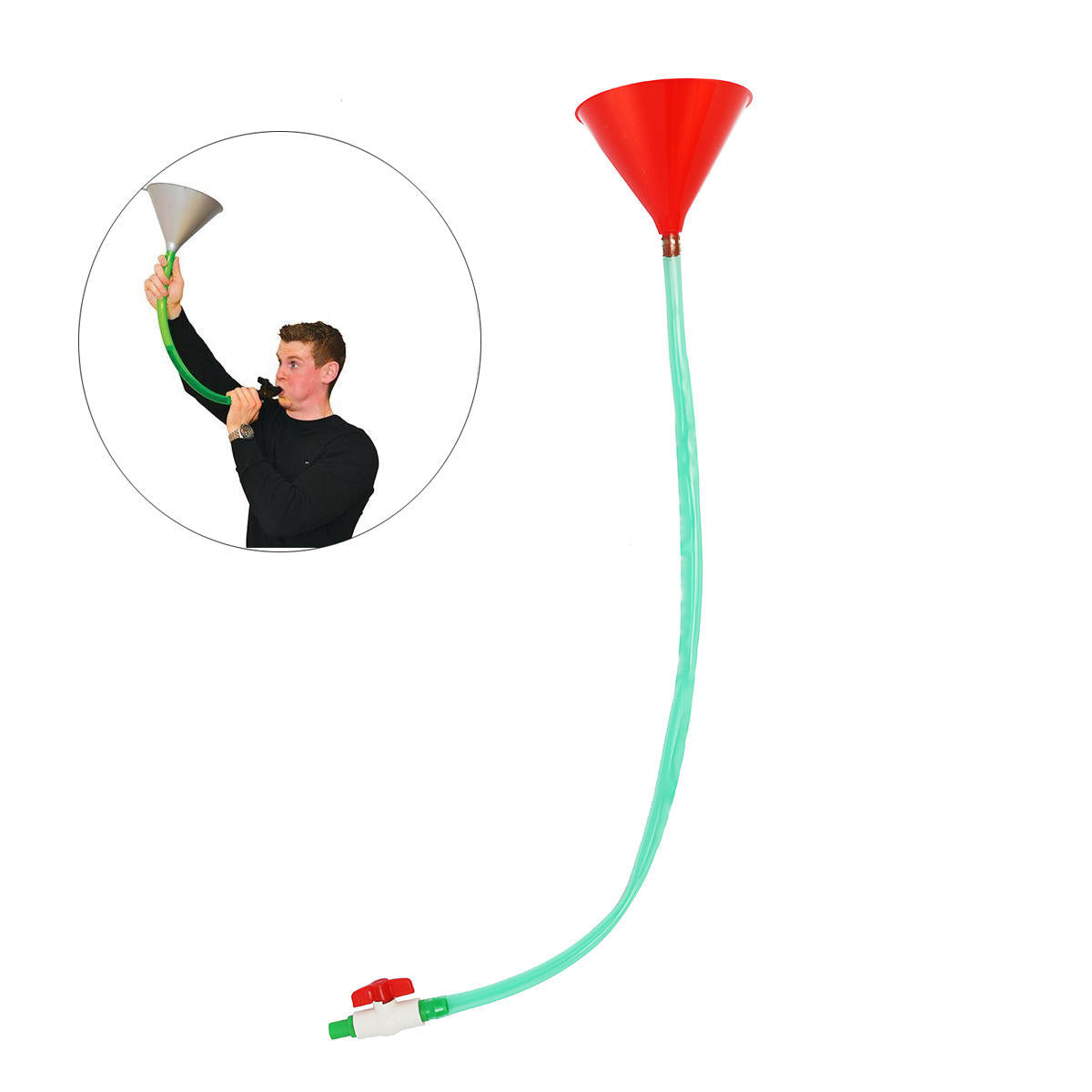 1M Beer Bong Funnel with Valve - 3.2Ft Tube for Party Games and Bar Drinking