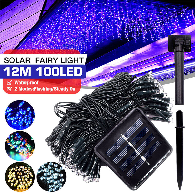 100 LED 12M Solar Power Fairy String Lights for Christmas Party Decor and Outdoor Garden