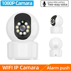 1080P Indoor PTZ WiFi IP Camera, 8 LED, Two-Way Audio, Cloud Storage, Waterproof, Night Vision, Dual Light CCTV