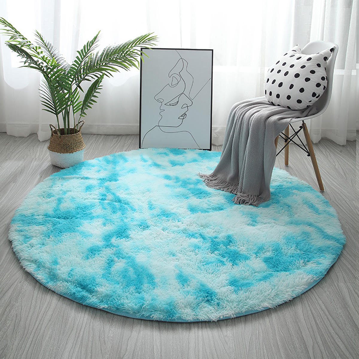 120cm Round Soft Plush Floor Mat - Carpet, Blanket, Area Rug, Cushion for Home Decor