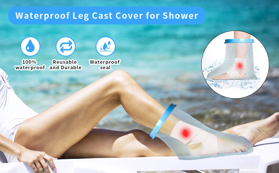 Reusable Waterproof Foot Cast Cover for Shower & Bath - Watertight Protector