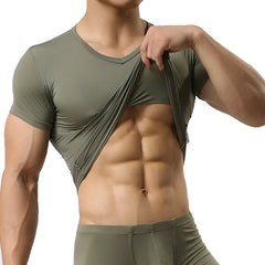 Men's Sports Primer Sexy Tops: Pure Color Elastic Bodybuilding Comfortable T-shirt