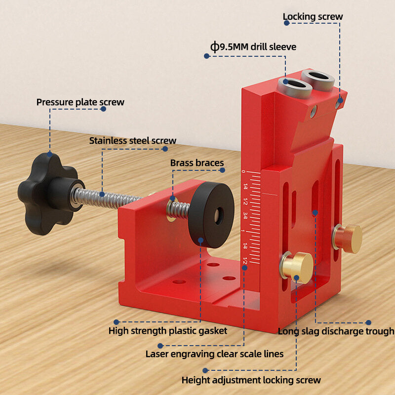 Adjustable Woodworking Hole Puncher with Metric & Imperial Calibration - Aluminum Alloy Dowel Hole Jig System Set