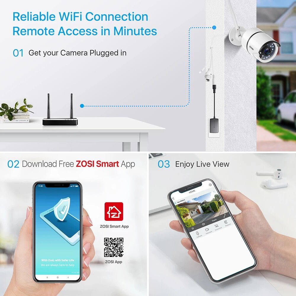 2MP HD 1080P WiFi IP Camera Outdoor Waterproof IP67, 2-Way Audio, AI Human Detection, Night Vision Security Surveillance