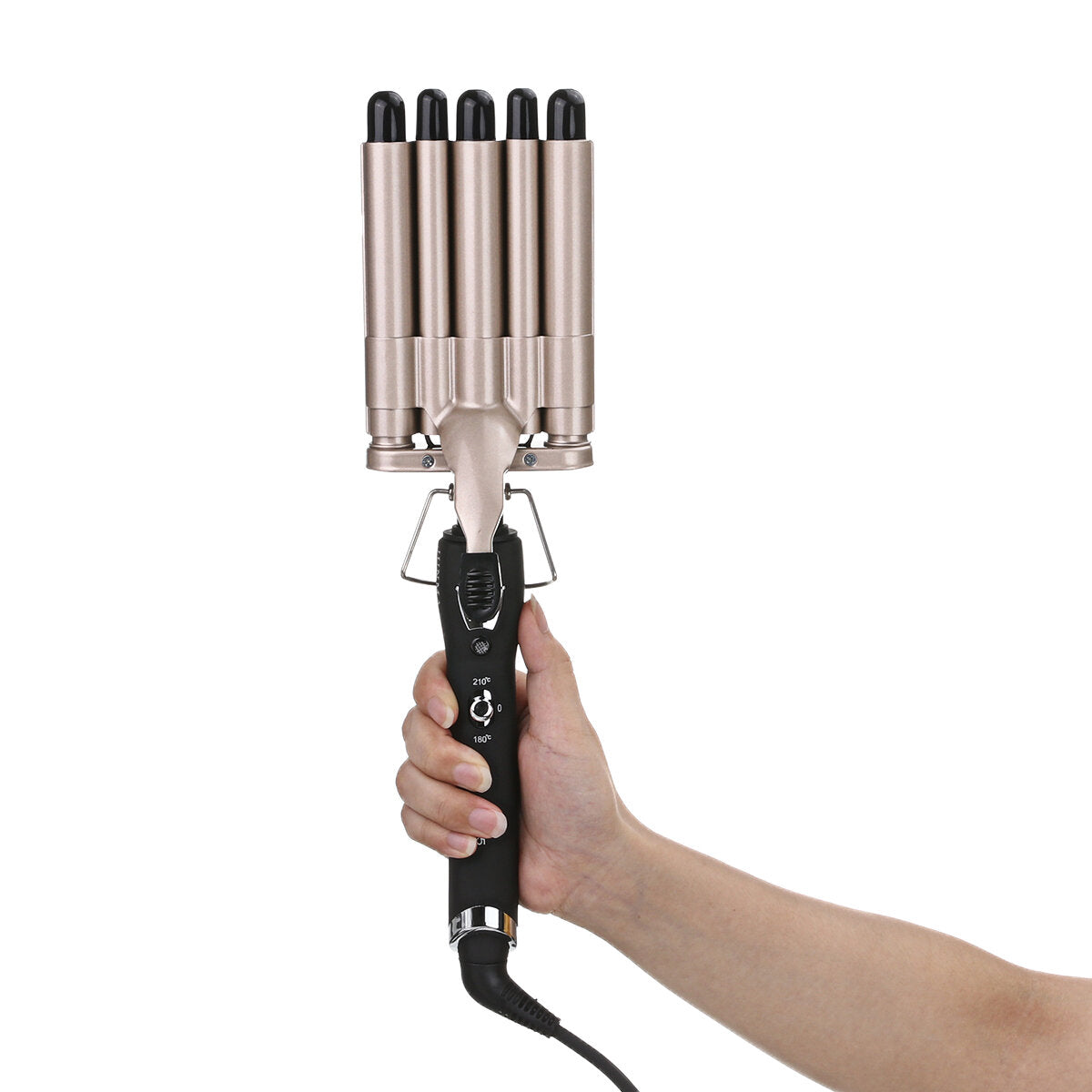 Triple Barrel Curling Iron for Beach Waves - Tourmaline Ceramic, 180 DegreeC/210 DegreeC, 20mm, Wet & Dry Hair Waver