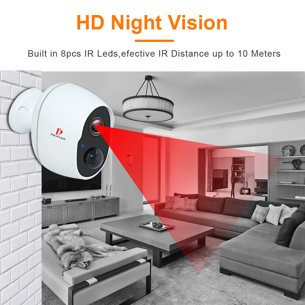 1080P Wireless Battery-Powered IP CCTV Camera - Indoor/Outdoor Waterproof Security, Rechargeable WiFi Battery Camera