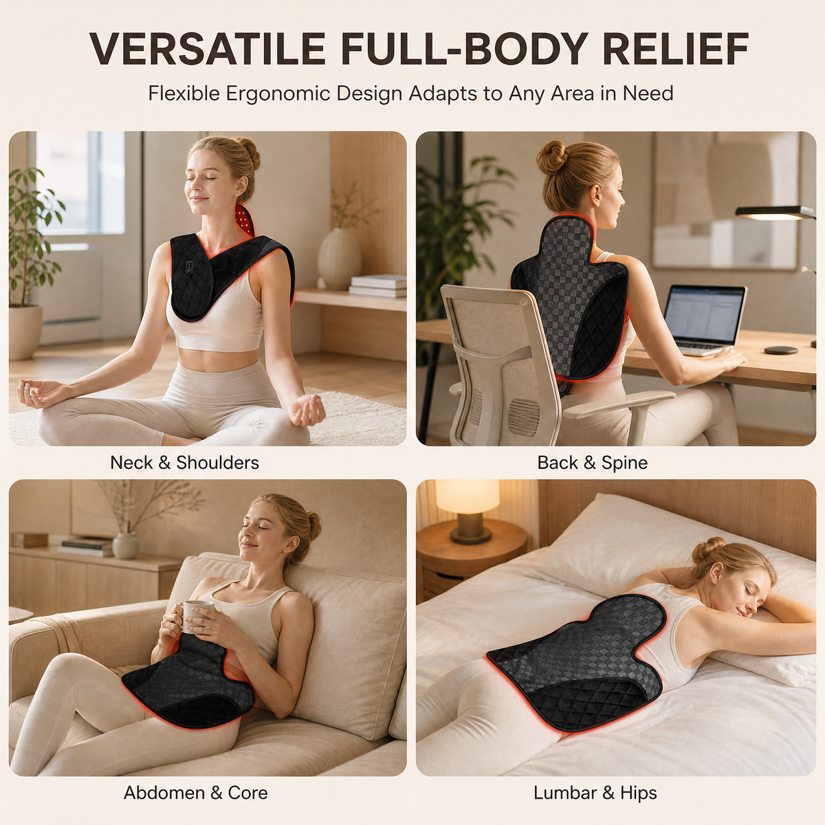 7HW MantleFlex Red Light Wrap for Stiff Neck, Shoulders & Back
