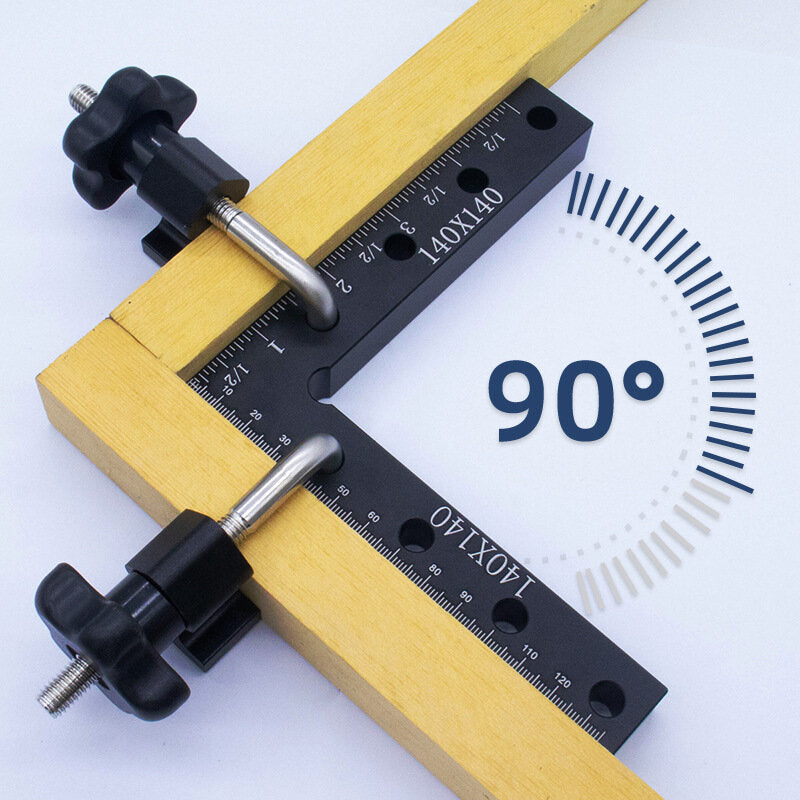 2er-Pack 140-mm-Holzbearbeitungsklemmen und rechtwinklige Lineale, Doppelskala, langlebige Werkzeuge für Präzisionsarbeiten